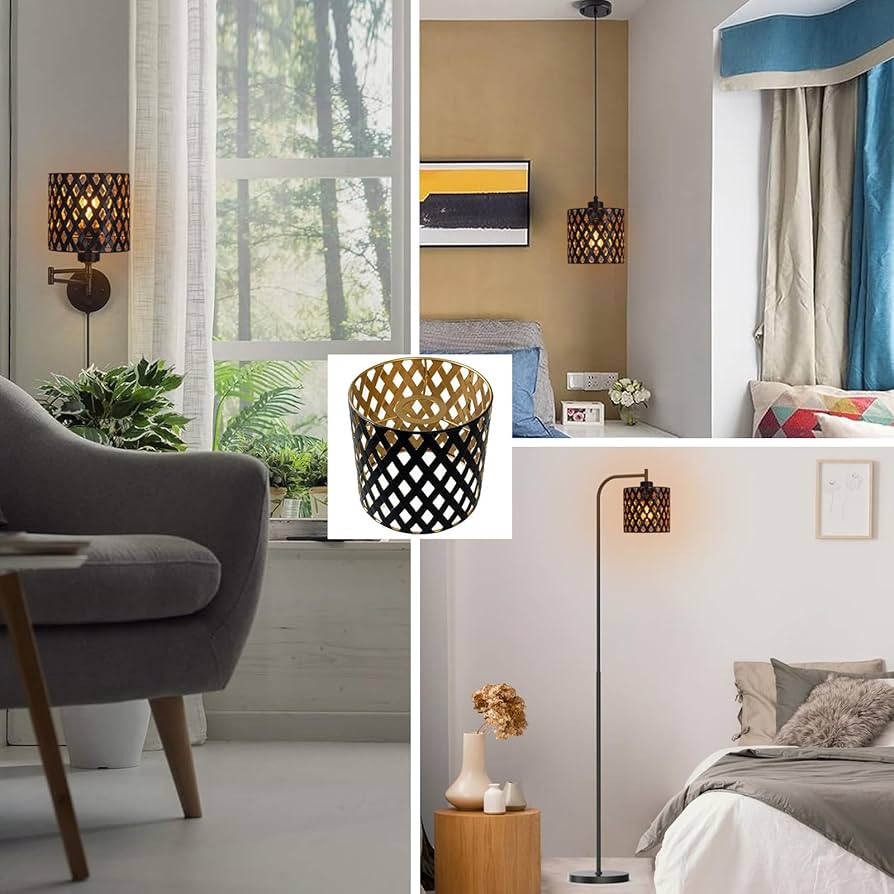 ZTSmall round Lamp Shade,Metal Lampshade with Hollow Carved